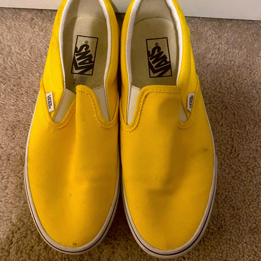 bright yellow slip-on vans